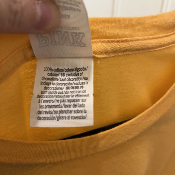 PINK Victorias Secret Women Shirt M Orange Rhinestone Bling Crew Neck Pullover - Picture 10 of 11